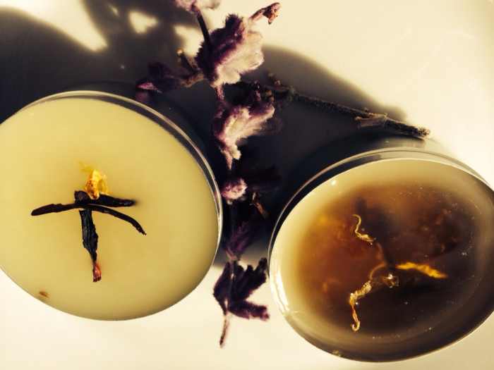 The balm on the left has completely set.  The one on the right is on its way!