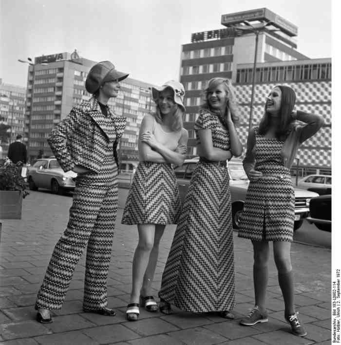 Girls in geometric prints circa 1972