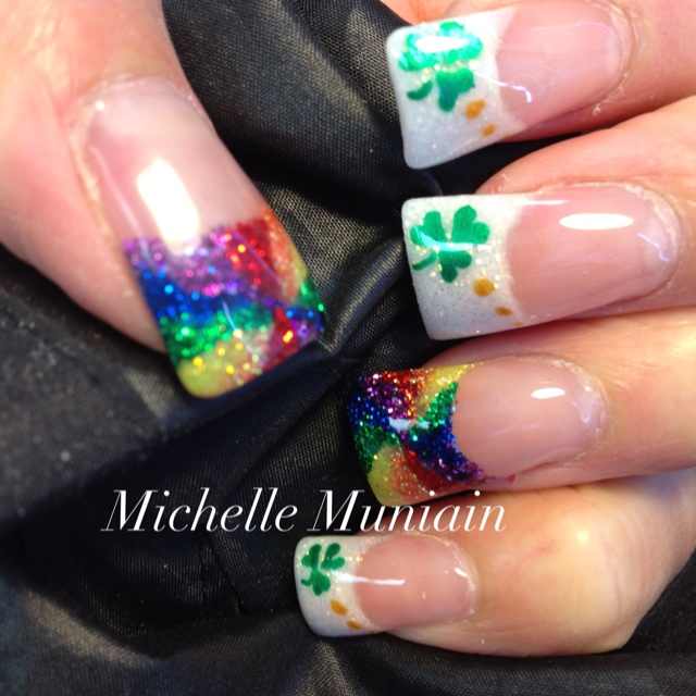 rainbow sparkle nails
