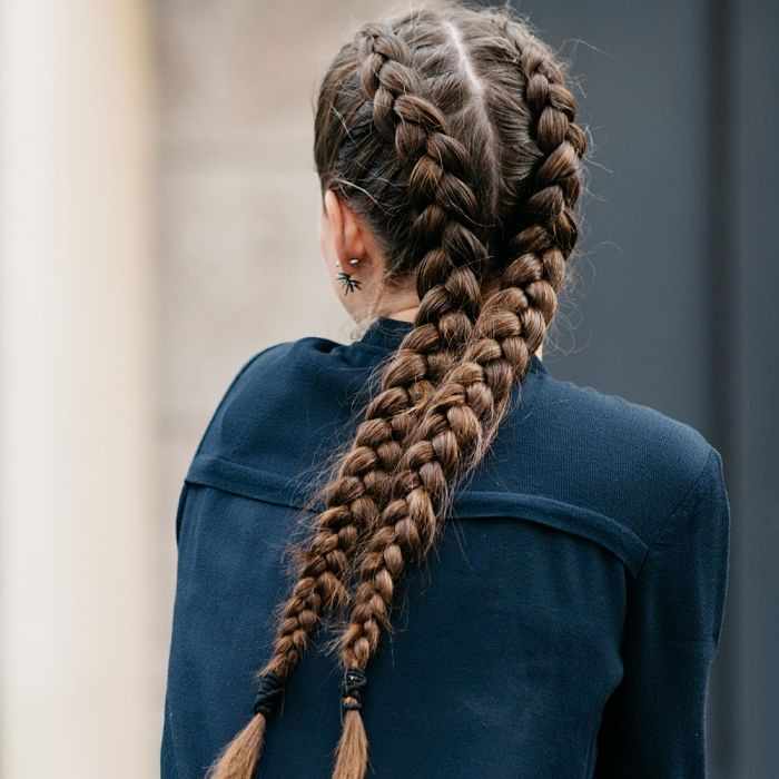 Double braids are a fun, sporty look.