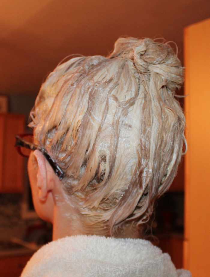 Hair bleaching in progress.