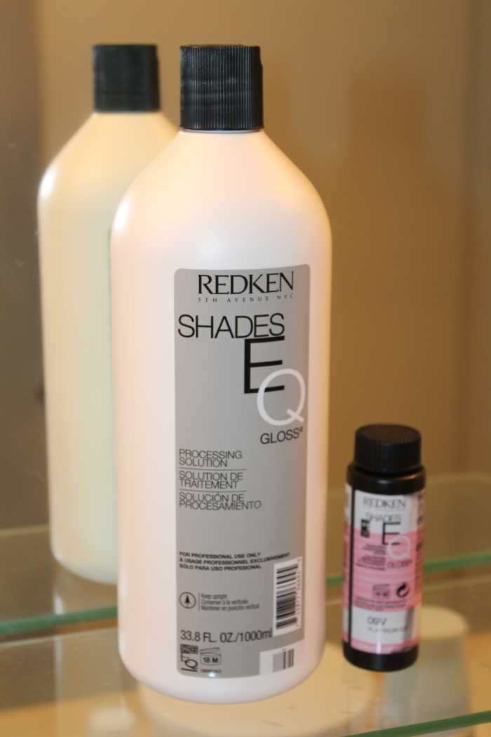 Phase II: Redken processing solution and Redken Shades toner 09V "Platinum Ice."