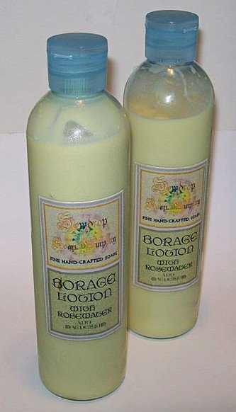 Finished lotion in bottles with a pretty homemade label.