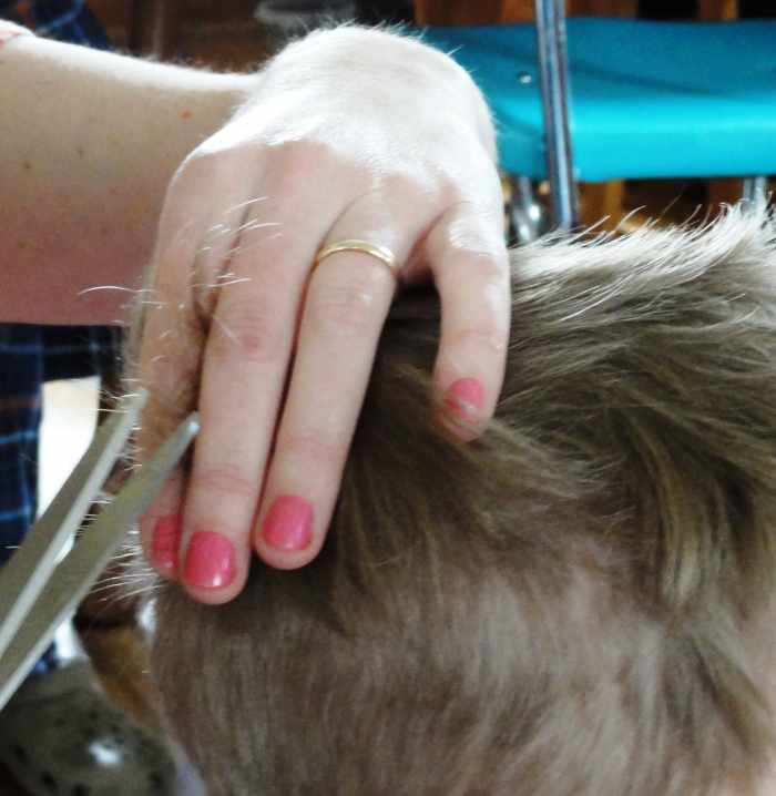 Take a small section, trim the ends, repeat.