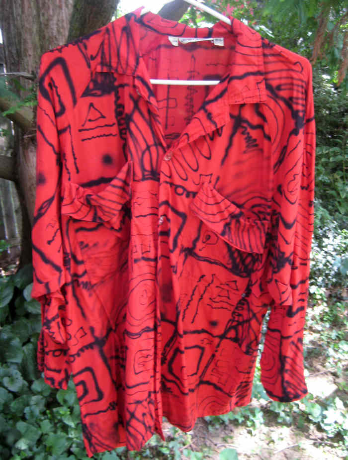 Graffiti-print blouse by Esprit, a trendy clothing brand in the '80s.