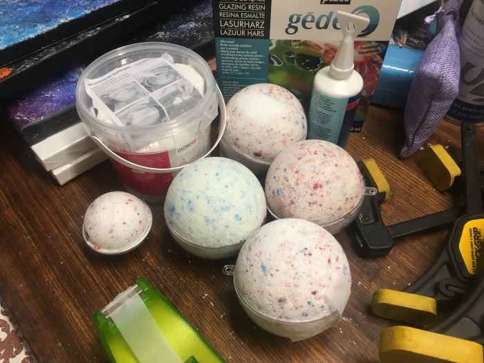 You can put the food colouring separately in the batch to create a speckled design!