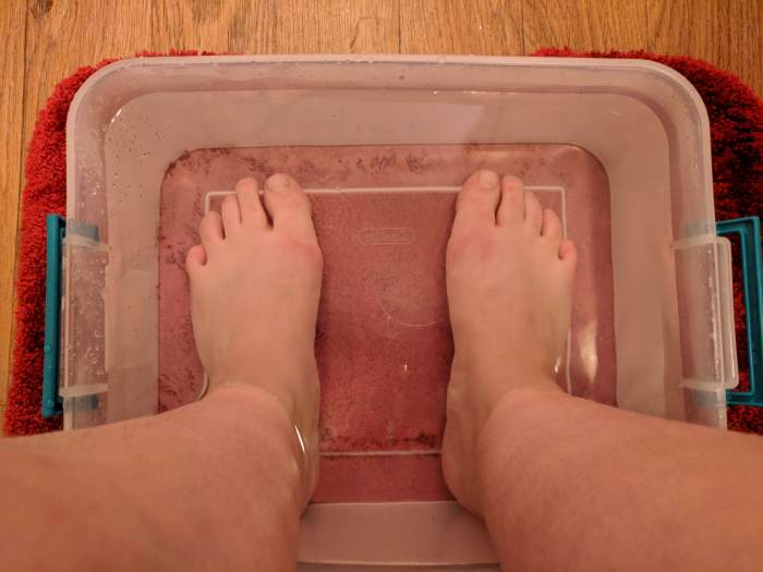 Letting my feet soak!