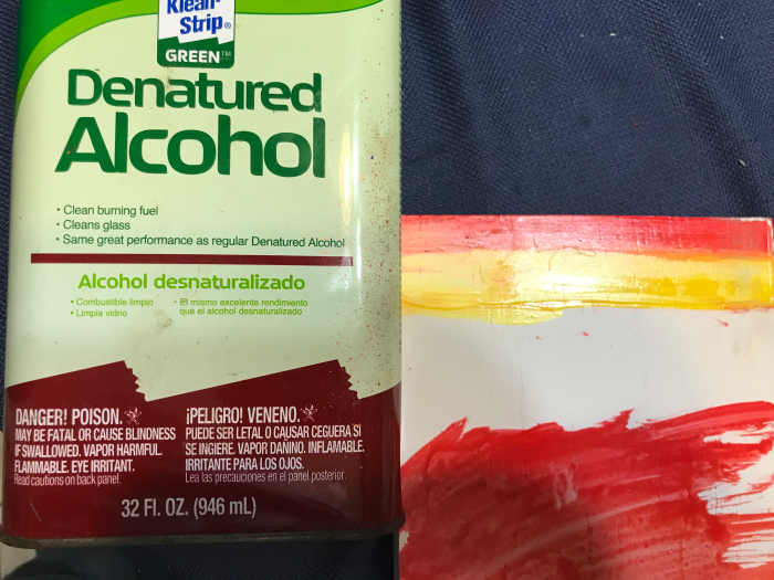 Deglossing Gloss Acrylic Paint with Denatured Alcohol 