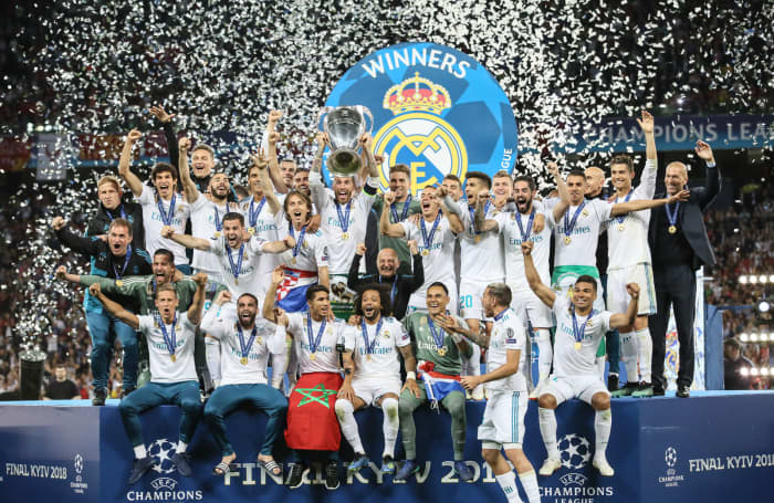 Sergio Ramos and co. lifting their third consecutive Champions League.
