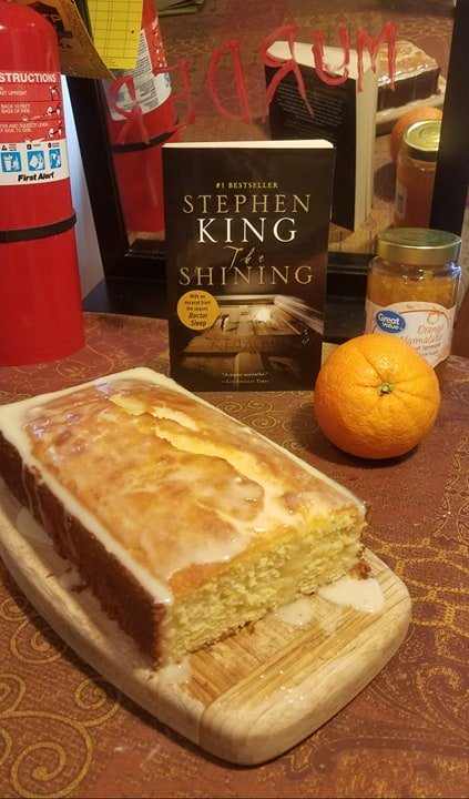 Iced orange butter loaf cake is a great companion snack to nibble on while reading Stephen King's "The Shining."