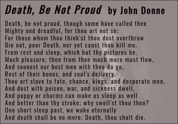 Analysis of Poem "Death Be Not Proud (Holy Sonnet 10)" by John Donne