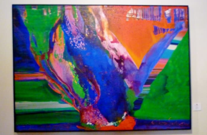 Artist Charles Schorre, Acrylic on canvas titled Aqua Spring, 1973 (61 X 84 inches)