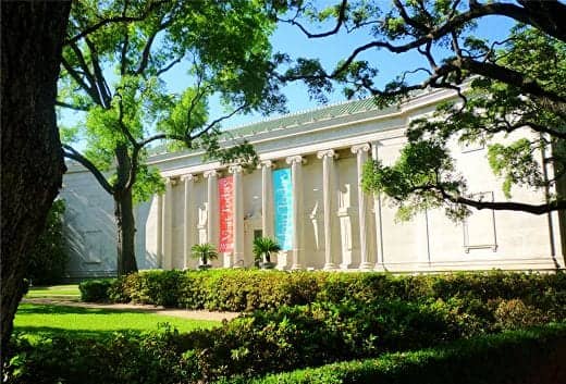 The majestic front of the original building of the Museum of Fine Arts in Houston
