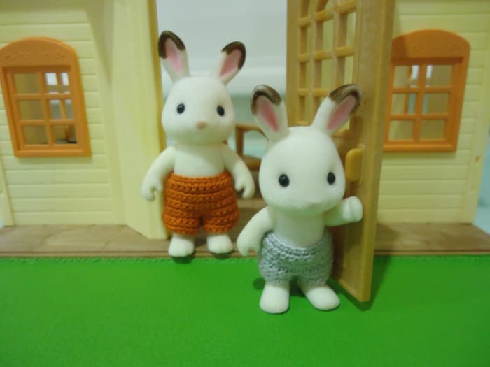 Father Frasier and Brother Coco Chocolate hurrying out of the house to go swimming at the pool.