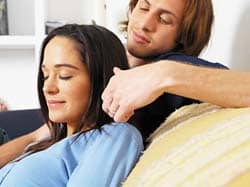 Stroking her hair as he looks at her lovingly indicates extreme sensuality and an outpouring of emotion
