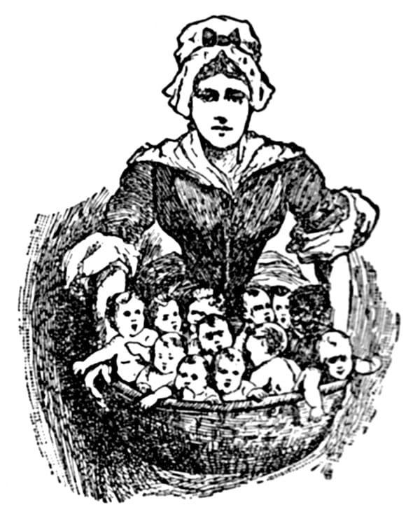 Historically speaking, living on a farm generally meant that wives had to do the domestic chores while conceiving and delivering as many babies as their body could muster.