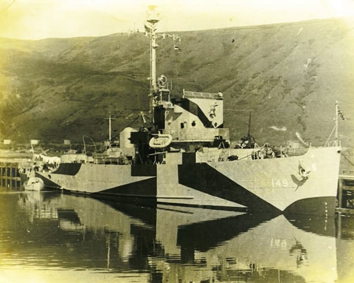 Dad served on the Augury, a minesweeper built for the U.S. Navy during World War II and in commission from 1943 to 1945
