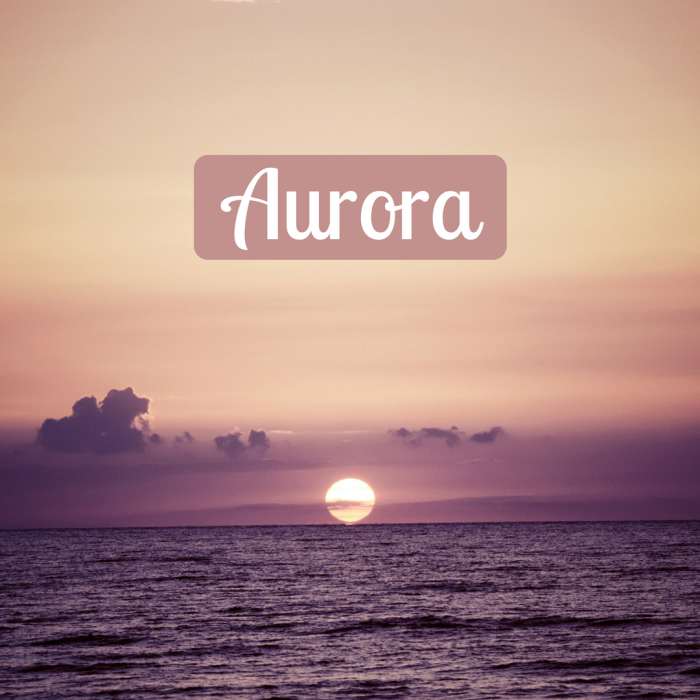 Aurora, one of the most popular girls names in 2018, means "dawn." 