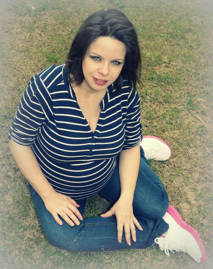 Me, eight months pregnant with twins. The breech positioning made the SPD less cripping at times.
