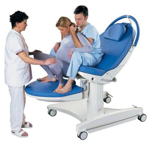 Some hospital beds can convert into chair positions where you end up in a squatting position or sitting.