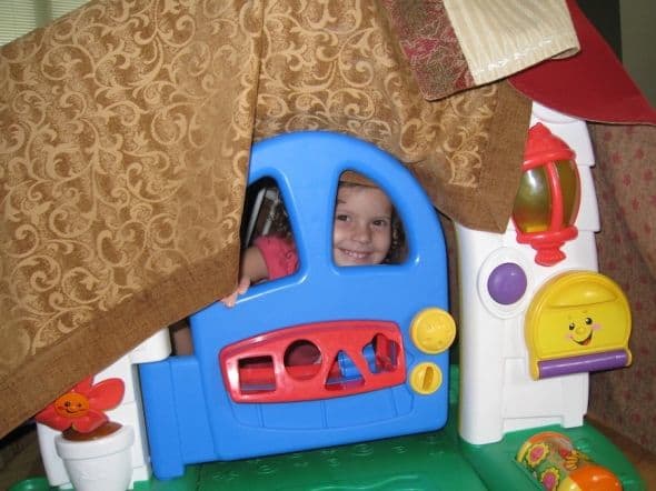 Laugh and Learn Home makes a great fort - My daughter at 4 years old still uses her learning home as an integral part of her pretend play.