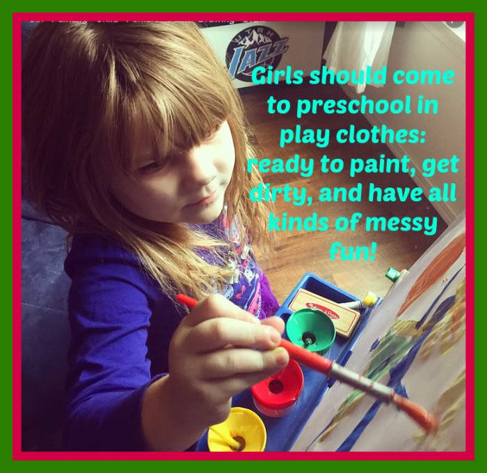Girls should be doing messy projects at preschool, unencumbered by princess gowns.