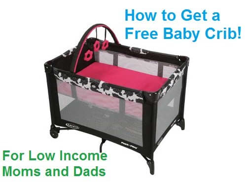 Give baby a safe place to sleep! This image shows a Graco Pack n' Play portable crib, which is what most agencies provide.