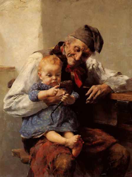 Grandfather and granddaughter 