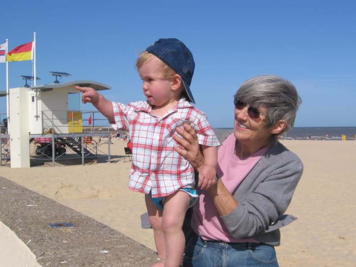 On the beach with grandma - just as it was for me, my children spend regular time with their grandma