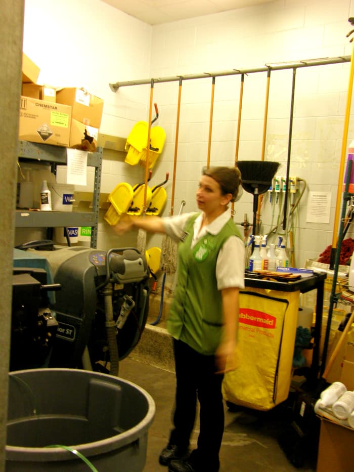 The mop room. We were told that it takes about 4 people, 4 hours each night to clean the floors. Cleanliness is very important to Publix management, and it shows each time you enter the store.
