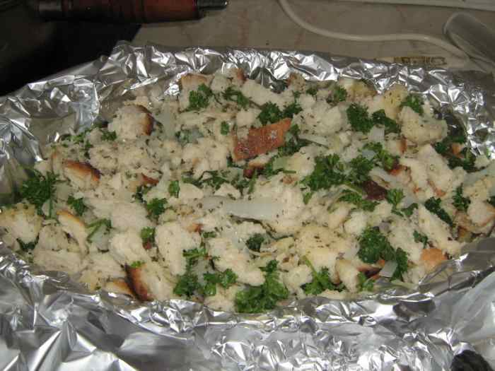 Stuffing on chicken breasts