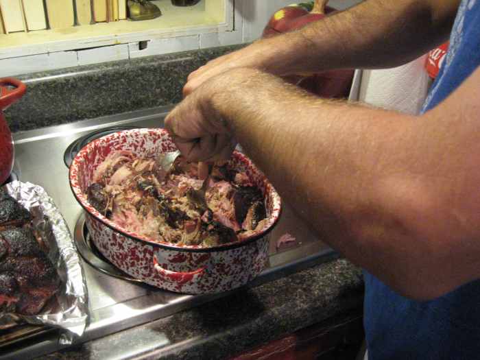 The pulling of the pork