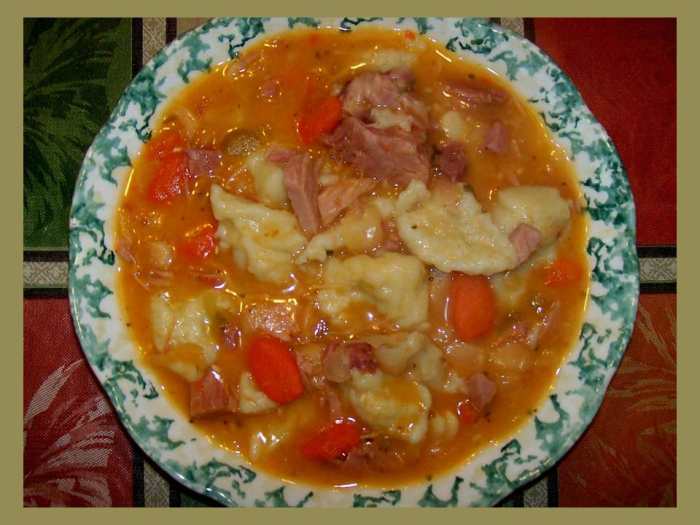 Ham and Bean Soup With Dumplings Grandma's Fart Soup Recipe Delishably