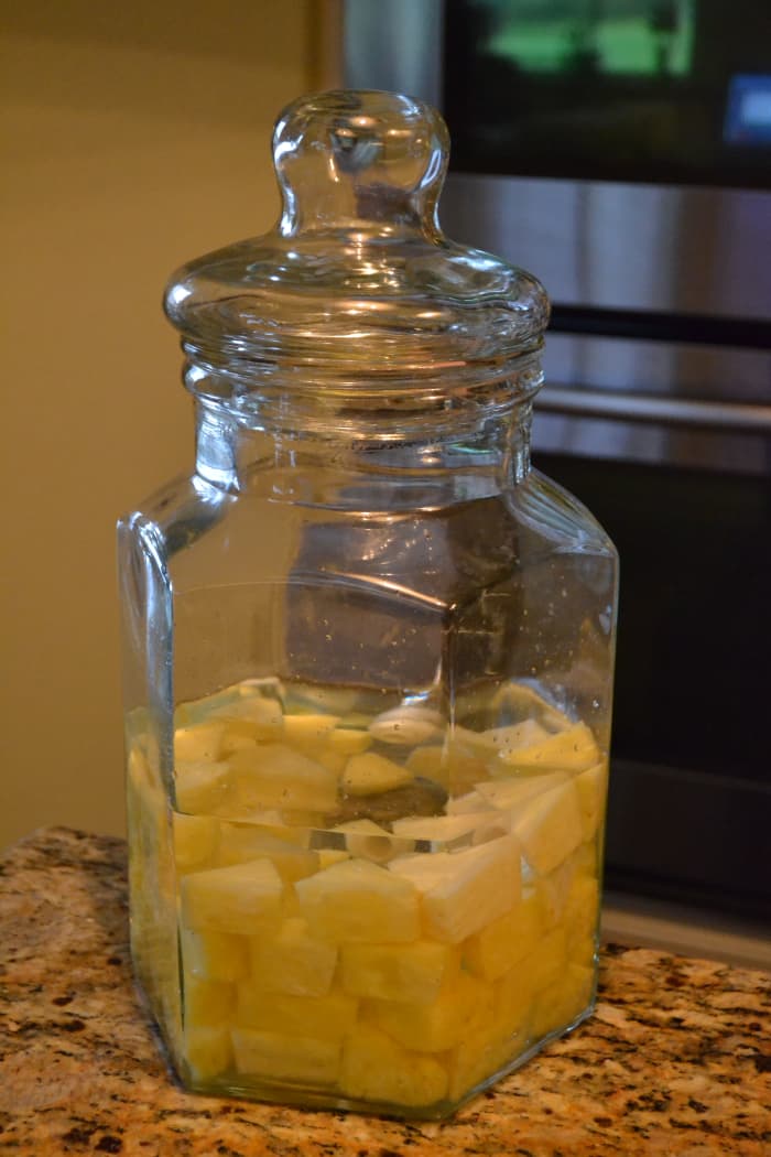Steps 3 and 4: Cover the jar, stow it away in a safe place, and allow the vodka to steep for about 10 days to 2 weeks.