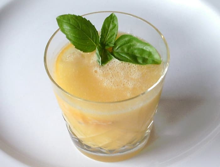 A Michelle's Mellow Yellow Fruity Fellow cocktail is blended pineapple, mango and grapefruit with vodka