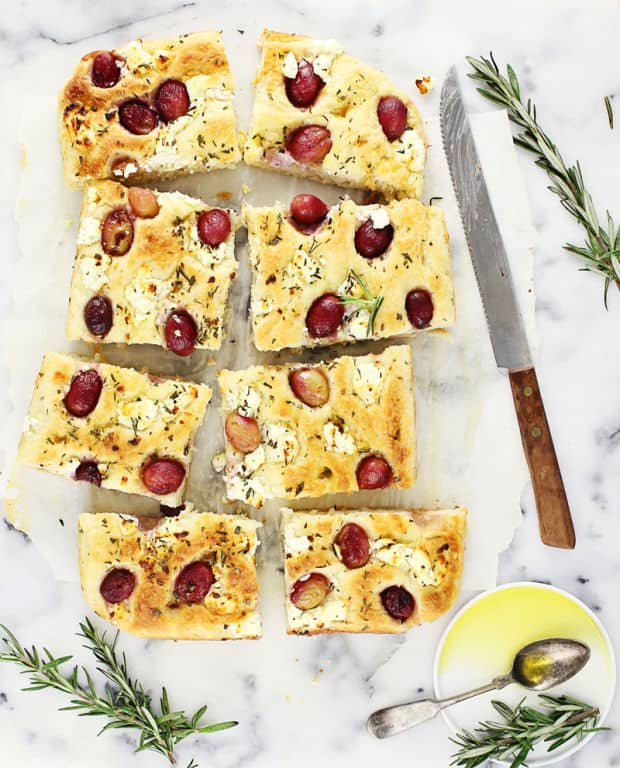 Goat cheese, grape, rosemary focaccia
