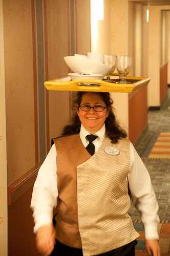 Servers are masters of balance and poise. 