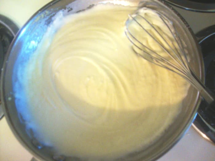 As can be seen from this picture, if you keep stirring and whisking, your sauce will turn into a smooth mixture with no lumps. It is almost magical how three simple ingredients can transform into a such a wonderful velvety sauce.