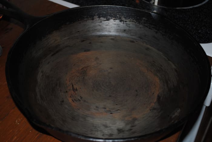 This is how much cast iron hates water: I was interrupted, so I left the wet pan on the counter for about an hour to do something else. When I came back, the rust had already appeared. 