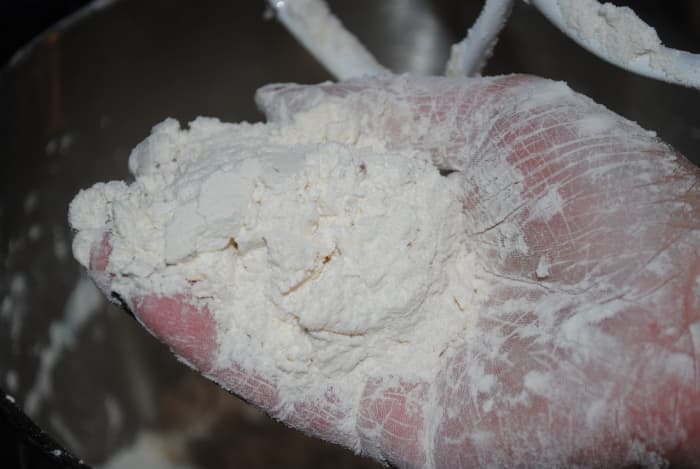 This is what your mixture should look like when the butter has been mixed in. It should be nice and crumbly.