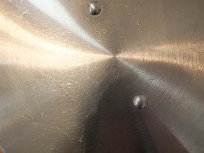 Close-up of the inside of my Dutch Oven lid. Guess I've banged it against the pot rim too many times!