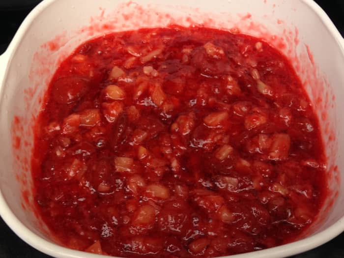 Mix Jell-O with fruit juice and water, and chill for about an hour. Stir in drained fruit and chill 30–60 minutes.