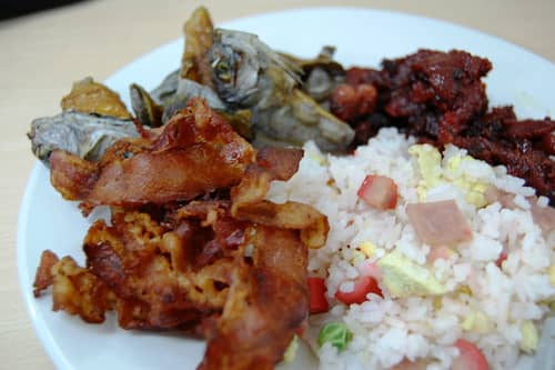 Fried Rice with Bacon, Tocino, and Dried Salted Fish (Photo courtesy by georgeparrilla from Flickr.com)