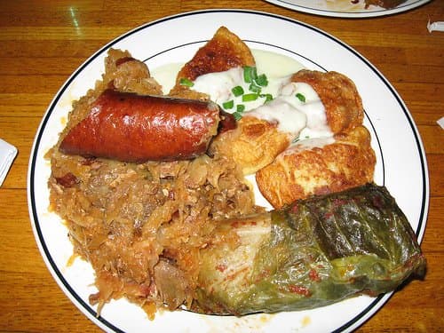 Polish food often contains a lot of cabbage and potatoes and is definitely the kind of food that sticks to your ribs.