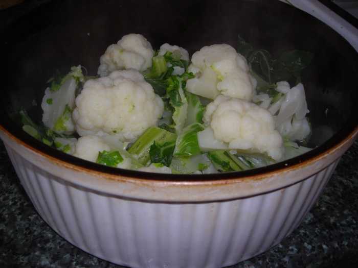 The cauliflower should be only lightly cooked.