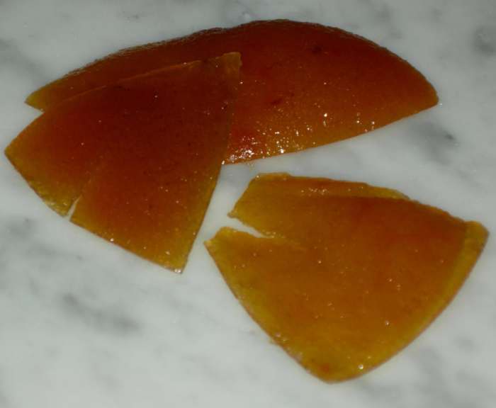 Homemade candied orange peel.