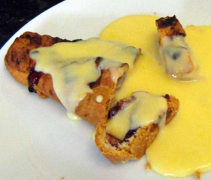 Enjoy your jam tart with custard