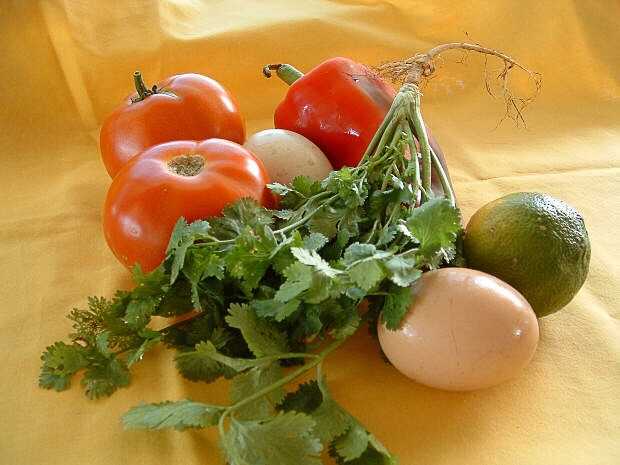 Produce and eggs fresh from the farm