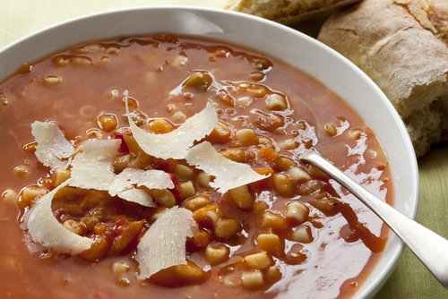 Minestrone with shaved parmesan.  Robyn Mackenzie|Shutterstock.com
