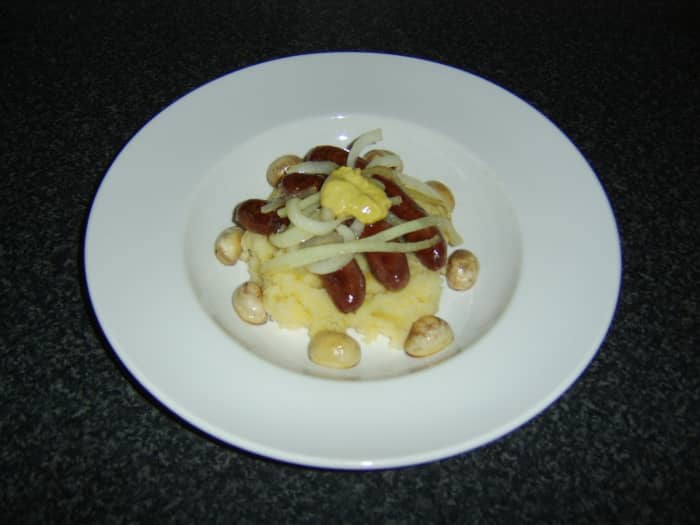 A spoonful of English mustard provides the perfect finishing touch to this hearty bangers and mash recipe